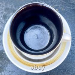 Service à café et à thé 14 pièces en poterie Cinque Ports Monastery Rye vintage, floral marron, années 70