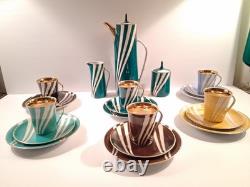 Service à café et à thé C'mielo'w Krokus fabriqué en Pologne années 1960 vintage