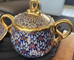 Service à café et à thé en porcelaine Benjarong thaïlandaise vintage. Détail doré 18 carats. Très bon état.