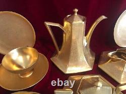 Service à café et à thé en porcelaine fine B&G Limoges Stouffers Gold Encrusted pour 4 personnes