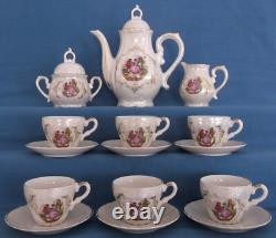 Service à café et à thé en porcelaine japonaise Fragonard Lovers vintage à lustre nacré, musique