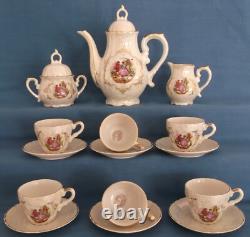 Service à café et à thé en porcelaine japonaise Fragonard Lovers vintage à lustre nacré, musique