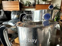 Service à café et à thé moderniste en acier inoxydable Gense de Suède des années 1960