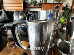 Service à café et à thé moderniste en acier inoxydable Gense de Suède des années 1960