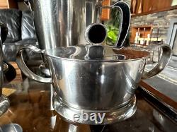 Service à café et à thé moderniste en acier inoxydable Gense de Suède des années 1960