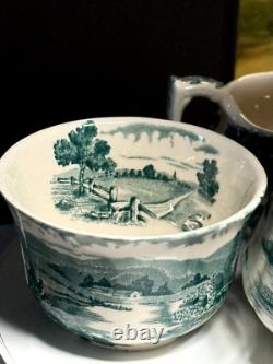 Service à café et à thé vintage Alfred Meakin Tintern en faïence transférée gravée à la main Angleterre