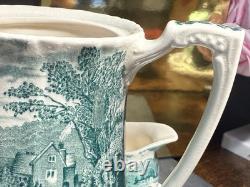 Service à café et à thé vintage Alfred Meakin Tintern en faïence transférée gravée à la main Angleterre