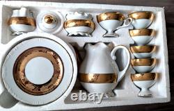 Service à café et à thé vintage en porcelaine japonaise, 22 pièces, décor de raisins à la feuille d’or, jamais utilisé, état impeccable