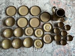Service à café et thé vintage en grès Denby 26 pièces, brun moutarde moucheté