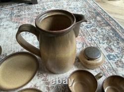Service à café et thé vintage en grès Denby 26 pièces, brun moutarde moucheté