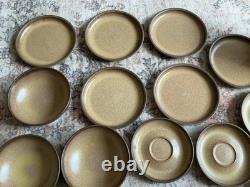 Service à café et thé vintage en grès Denby 26 pièces, brun moutarde moucheté