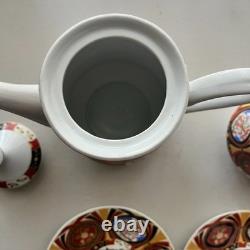 Service à café et thé vintage japonais Royal Imari style 15 pièces, dorure Kabuki, tasse et pot, années 1970
