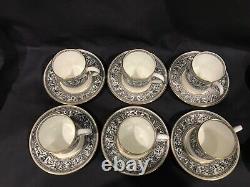 Service à café expresso en porcelaine Wedgwood Florentine Dragon vintage Angleterre noir