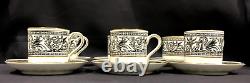 Service à café expresso en porcelaine Wedgwood Florentine Dragon vintage Angleterre noir