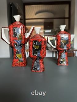 Service à café italien de style Fantoni, fabuleuse poterie vintage des années 1950/60 pour 6 personnes