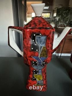 Service à café italien de style Fantoni, fabuleuse poterie vintage des années 1950/60 pour 6 personnes