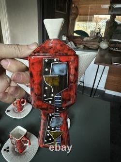 Service à café italien de style Fantoni, fabuleuse poterie vintage des années 1950/60 pour 6 personnes