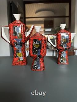 Service à café italien de style Fantoni, fabuleuse poterie vintage des années 1950/60 pour 6 personnes
