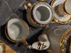 Service à café japonais vintage Kireina, peint à la main, oiseaux et fleurs, cadeau en porcelaine