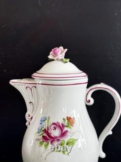 Service à café moka en porcelaine allemande vintage Von Schierholz, peint à la main, romantique