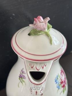 Service à café moka en porcelaine allemande vintage Von Schierholz, peint à la main, romantique