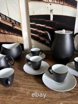 Service à café noir Rosenthal Raymond Loewy moderniste du milieu du siècle. Vintage. Excellent.