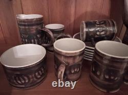 Service à café pour six en poterie Cinque Ports à Rye, Angleterre, marron, vintage des années 1970