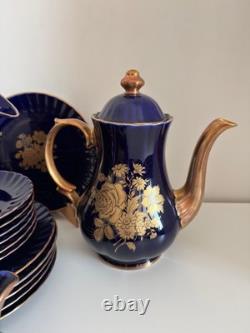 Service à café/thé Vintage Retsch & Co. Bavière Echt Kobalt bleu cobalt et or
