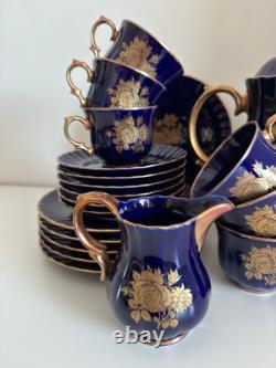 Service à café/thé Vintage Retsch & Co. Bavière Echt Kobalt bleu cobalt et or