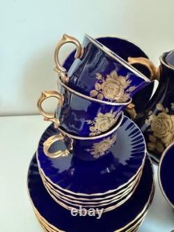 Service à café/thé Vintage Retsch & Co. Bavière Echt Kobalt bleu cobalt et or