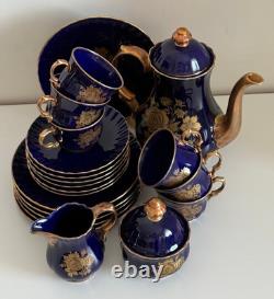 Service à café/thé Vintage Retsch & Co. Bavière Echt Kobalt bleu cobalt et or