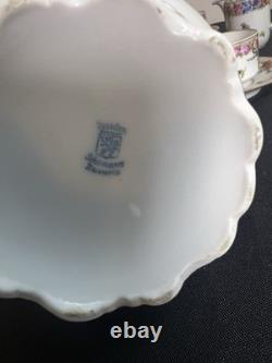 Service à café/thé vintage Schumann Bavière Allemagne Impératrice Dresde Fleurs 19 pièces