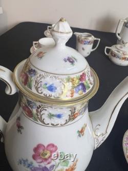 Service à café/thé vintage Schumann Bavière Allemagne Impératrice Dresde Fleurs 19 pièces