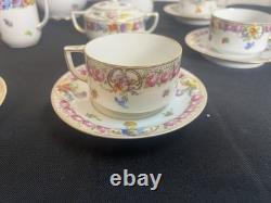 Service à café/thé vintage Schumann Bavière Allemagne Impératrice Dresde Fleurs 19 pièces