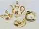 Service &agrave; Caf&eacute; Vintage 15 Pi&egrave;ces En Lustre, Couple Romantique, Nacre, Porcelaine &agrave; Lustre Dor&eacute;