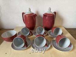 Service à café vintage Branksome en porcelaine, Twintone, 15 pièces + couvercles, milieu du XXe siècle