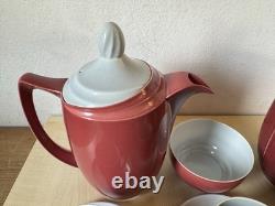 Service à café vintage Branksome en porcelaine, Twintone, 15 pièces + couvercles, milieu du XXe siècle