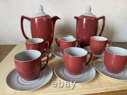 Service à café vintage Branksome en porcelaine, Twintone, 15 pièces + couvercles, milieu du XXe siècle