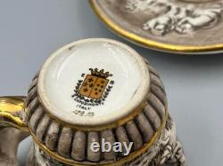 Service à café vintage Capodimonte Italie à chérubins en relief avec anses dragon