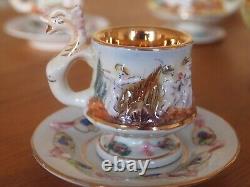 Service à café vintage Capodimonte Serpent/Cherub