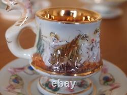 Service à café vintage Capodimonte Serpent/Cherub