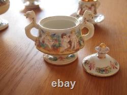 Service à café vintage Capodimonte Serpent/Cherub