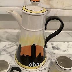 Service à café vintage Carlton Ware Manhatton Sunset Motif Rare