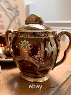 Service à café vintage Carlton Ware Rouge Royale pour 6 en porcelaine anglaise fine