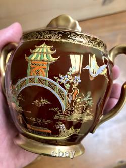 Service à café vintage Carlton Ware Rouge Royale pour 6 en porcelaine anglaise fine