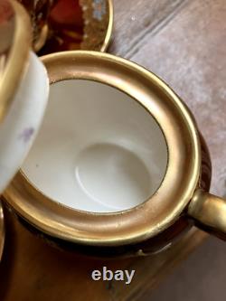 Service à café vintage Carlton Ware Rouge Royale pour 6 en porcelaine anglaise fine