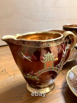 Service à café vintage Carlton Ware Rouge Royale pour 6 en porcelaine anglaise fine