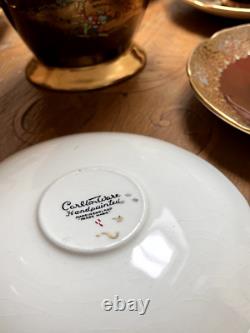 Service à café vintage Carlton Ware Rouge Royale pour 6 en porcelaine anglaise fine