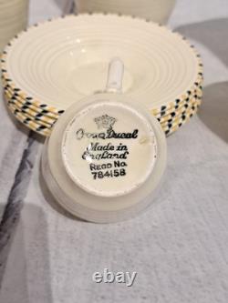 Service à café vintage Crown Ducal Stitch de 15 pièces