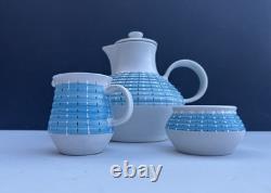 Service à café vintage Denby Burlington Blue des années 1950, conçu par A. Colledge, RARE